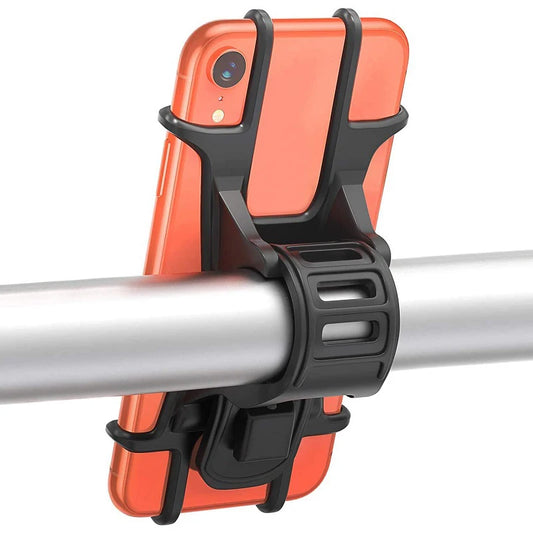 Soporte universal de silicona para celular, ideal para motos y bicicletas. Ajuste seguro al manillar y compatible con iPhone, Xiaomi y todos los smartphones. ¡Resistente, flexible y perfecto para tus recorridos!