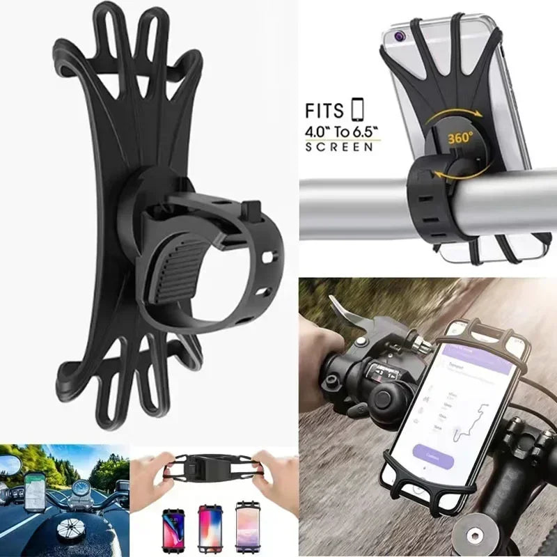 Soporte giratorio 360° para celular VIKEFON compatible con todas las motos y bicicletas. Diseño universal, seguro y resistente, ideal para cualquier smartphone.