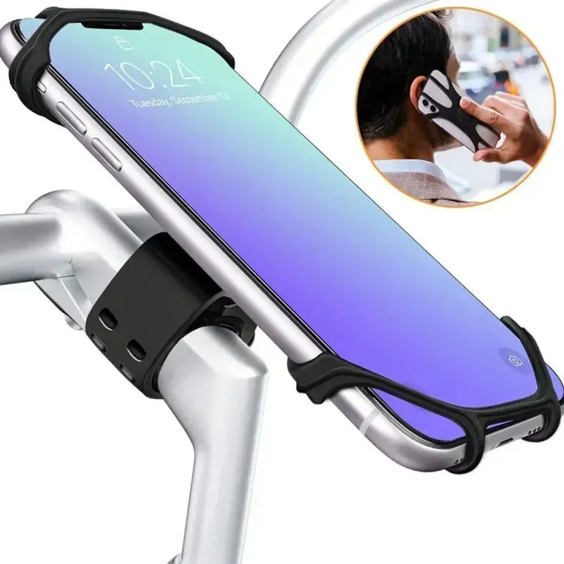 Soporte giratorio 360° para celular VIKEFON compatible con todas las motos y bicicletas. Diseño universal, seguro y resistente, ideal para cualquier smartphone.